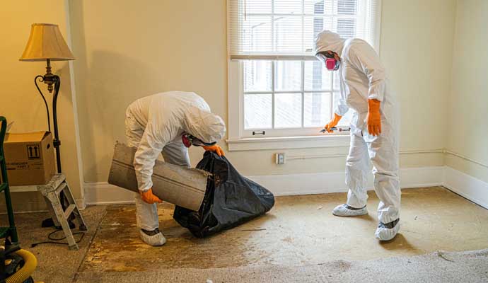 Professionals cleaning up a crime scene