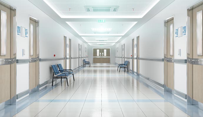 Inside of a hospital building