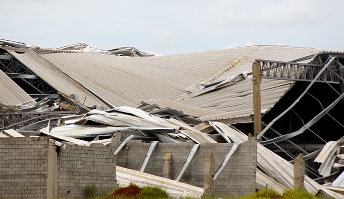 storm damaged house