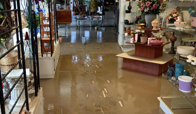 flood damaged flower shop
