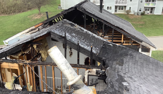 fire damaged house