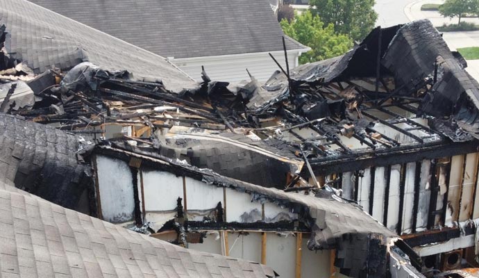 Fire damaged house