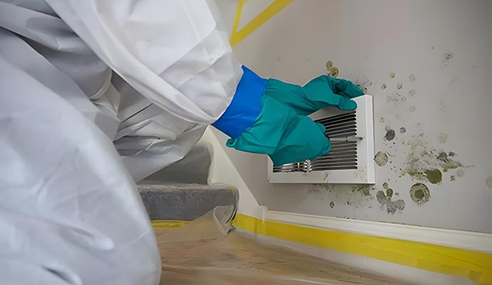 professional worker removing hvac mold