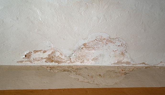 Home building drywall water damage restoration