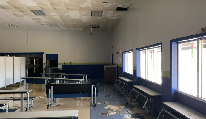 water damage in school